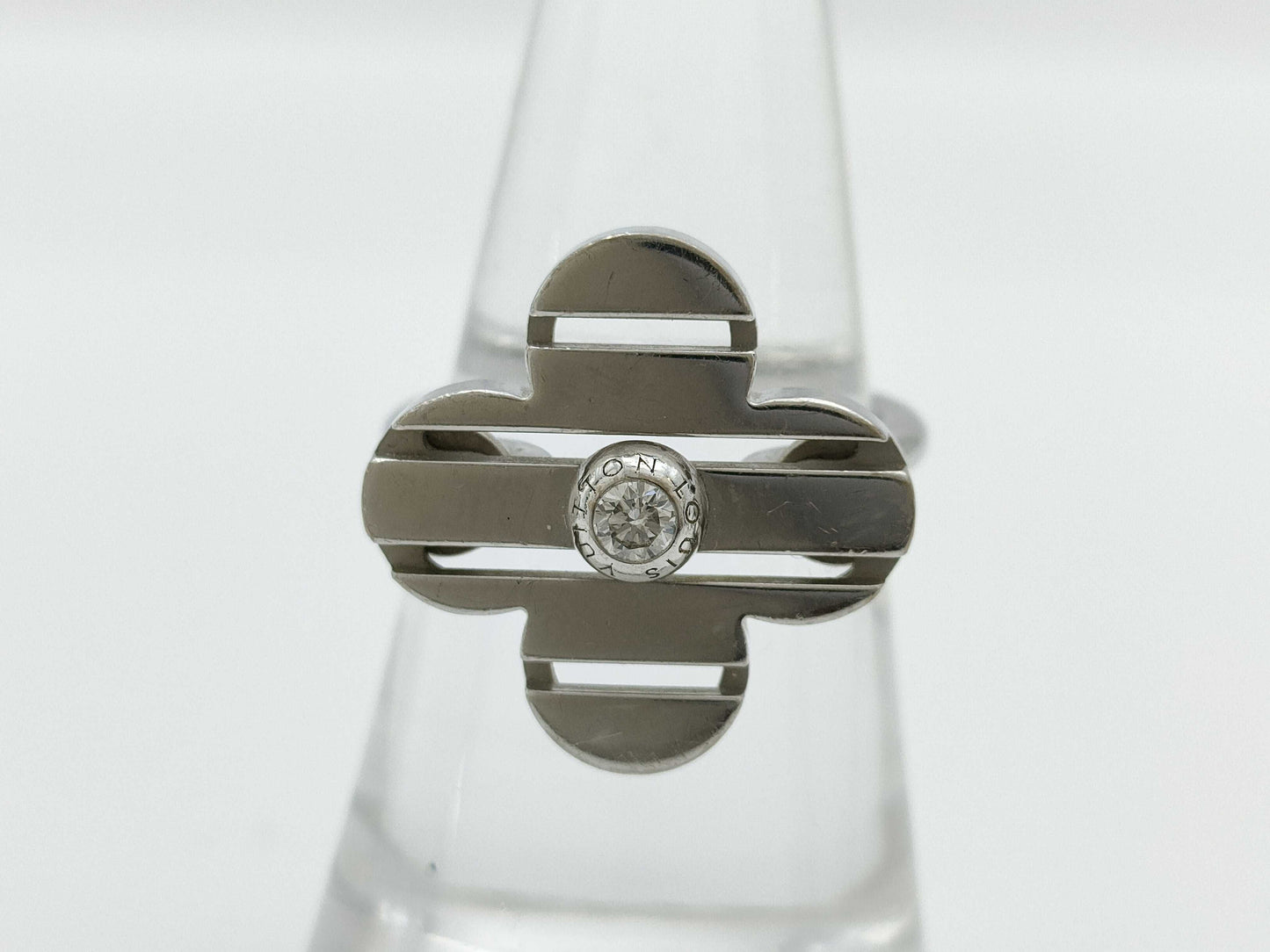 LOUIS VUITTON Petite Bourg Fleur 1PD White Gold 750 9.1g Ring
