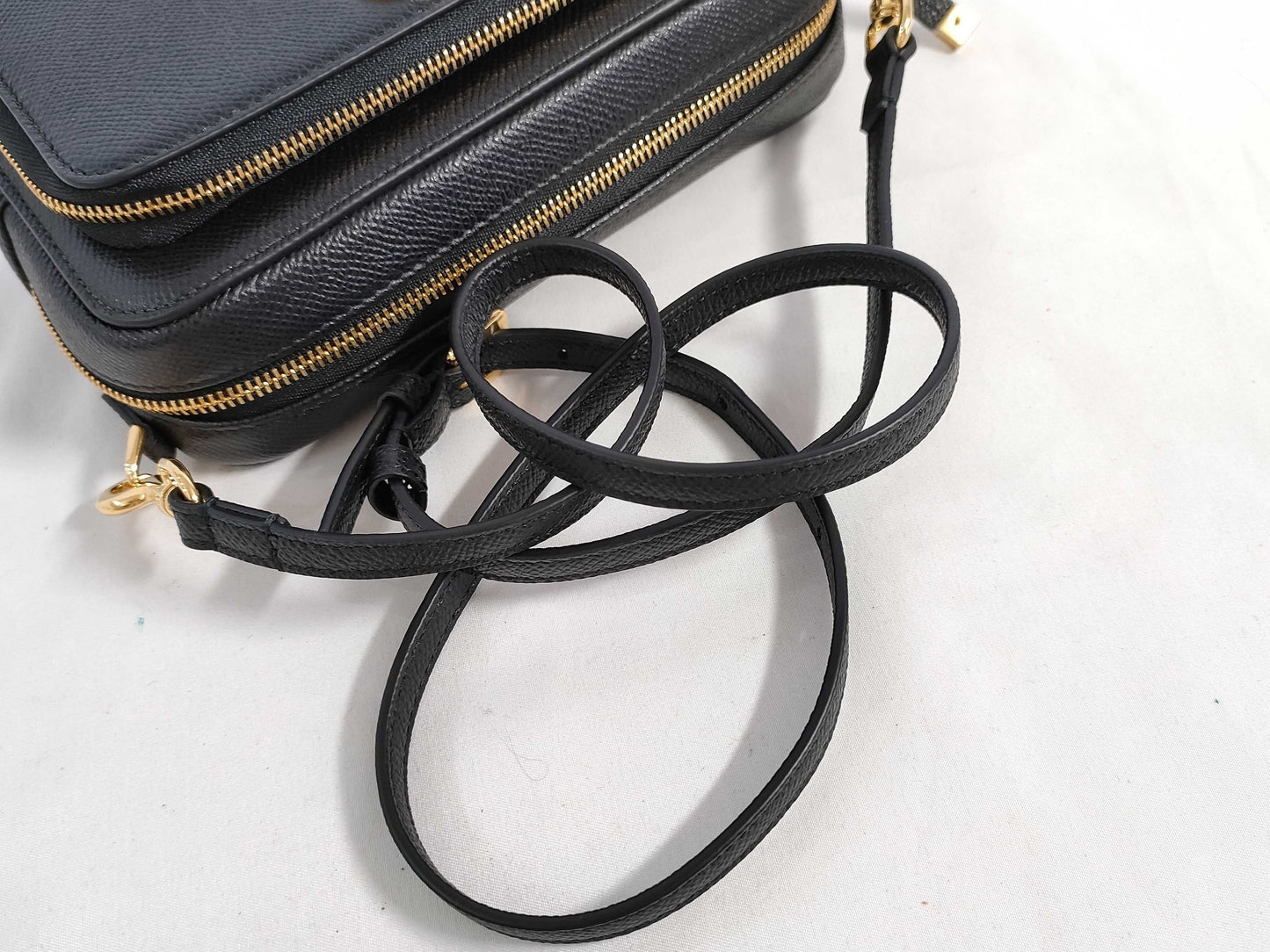 Dior Christian Dior Caro Double Pouch Leather Shoulder Bag Black