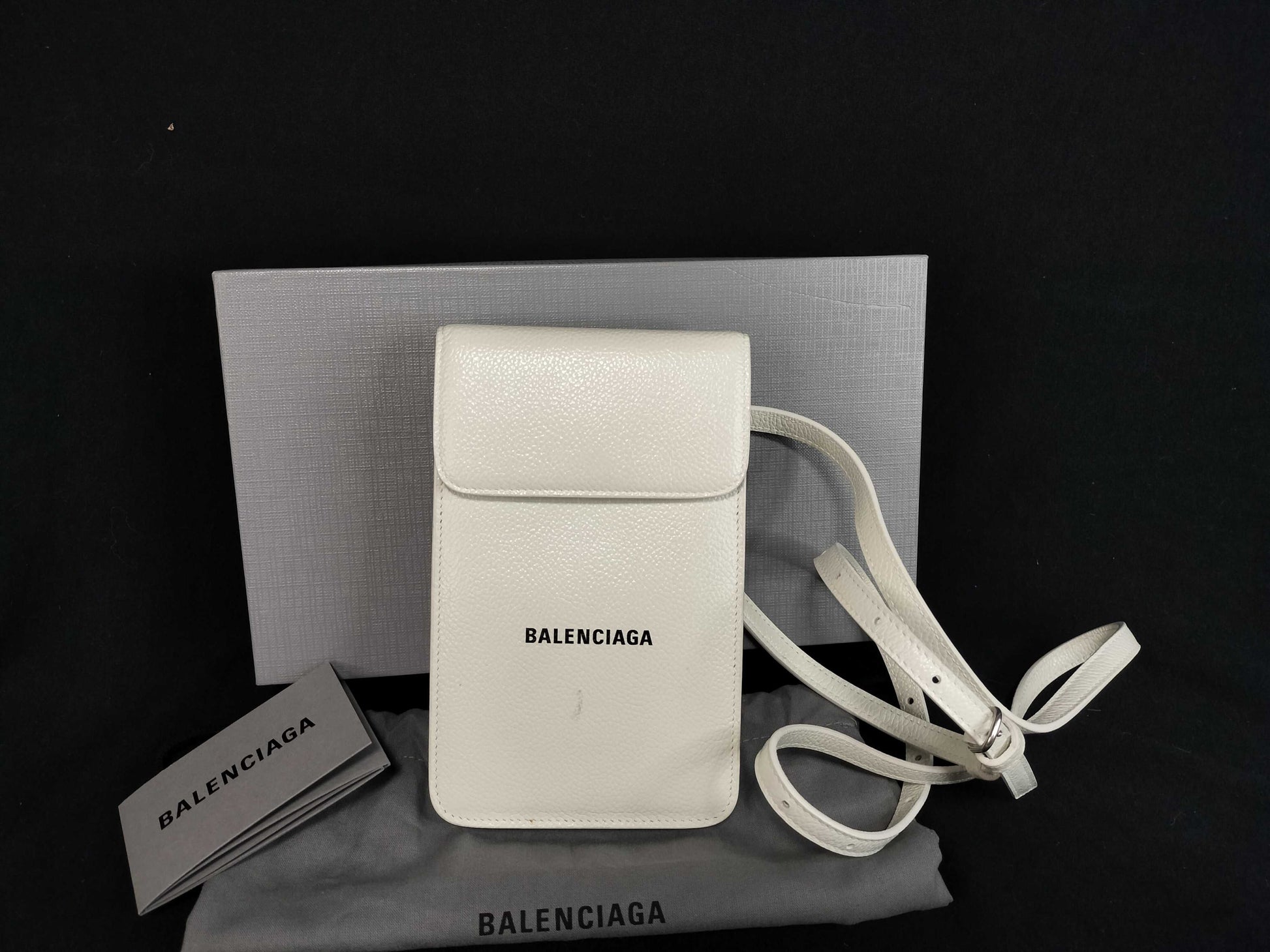 BALENCIAGA Smartphone Shoulder Bag, White, 640536