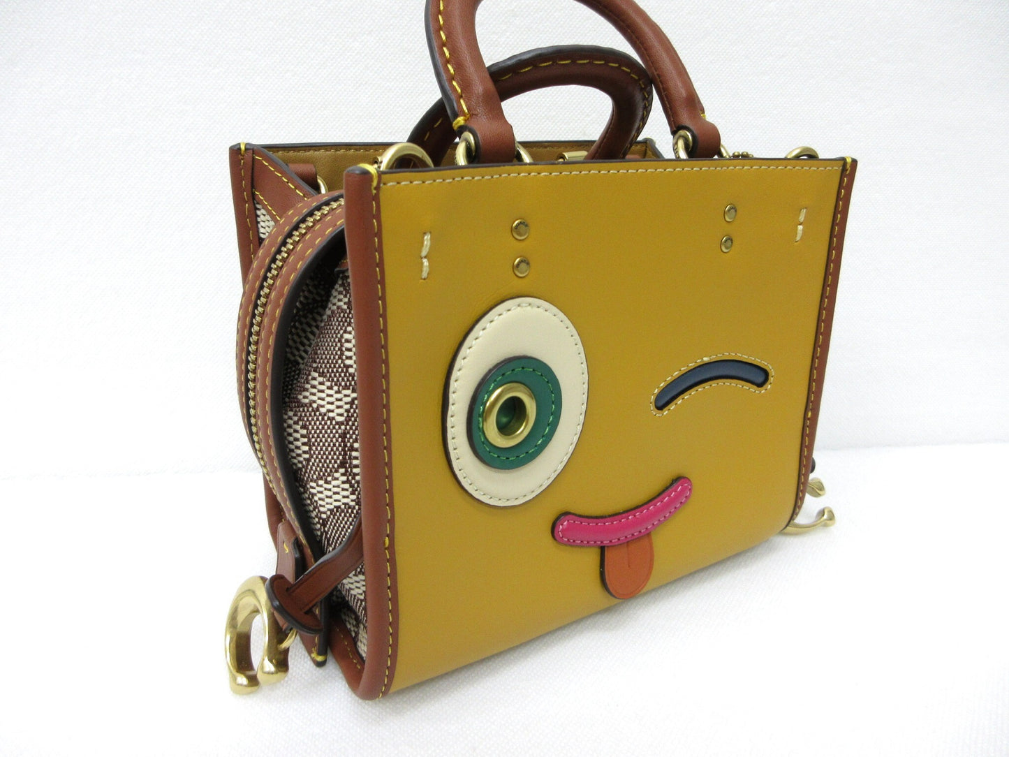 COACH Rogue 17 Signature Textile Jacquard Winky Leather Tote Bag - 2-Way Handbag/Shoulder Bag, Approx. 17cm W x 15cm H