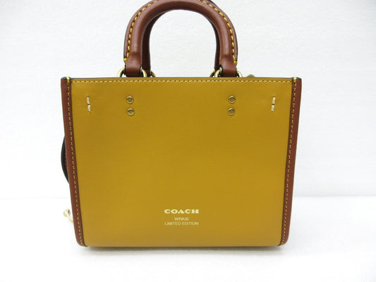 COACH Rogue 17 Signature Textile Jacquard Winky Leather Tote Bag - 2-Way Handbag/Shoulder Bag, Approx. 17cm W x 15cm H