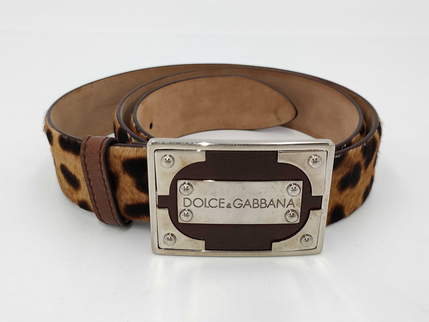 DOLCE&GABBANA Dolce&Gabbana Harako Leather Leopard Print Belt 90cm
