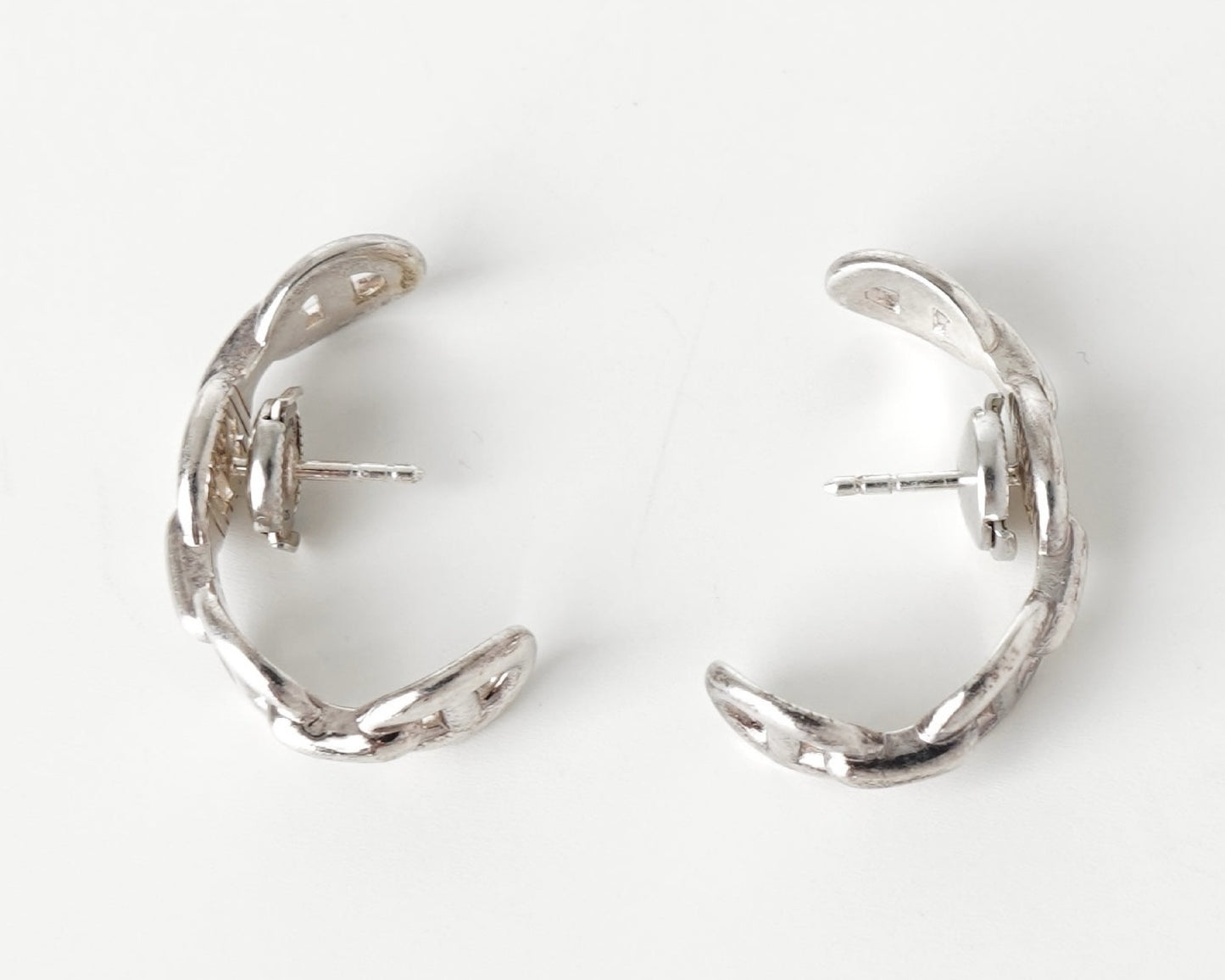 HERMES HERMES Ancienne Chaine d'Ancre Silver 925 Hoop Earrings