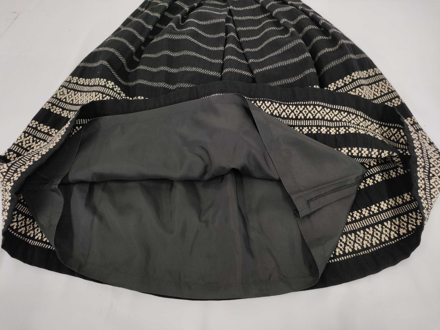 COMME des GARCONS COMME de GARCONS COMME de GARCONS COMME des GARCONS Early Archive AD1989 Wool Striped All-Over Print Flared Skirt Black Size M Skirt