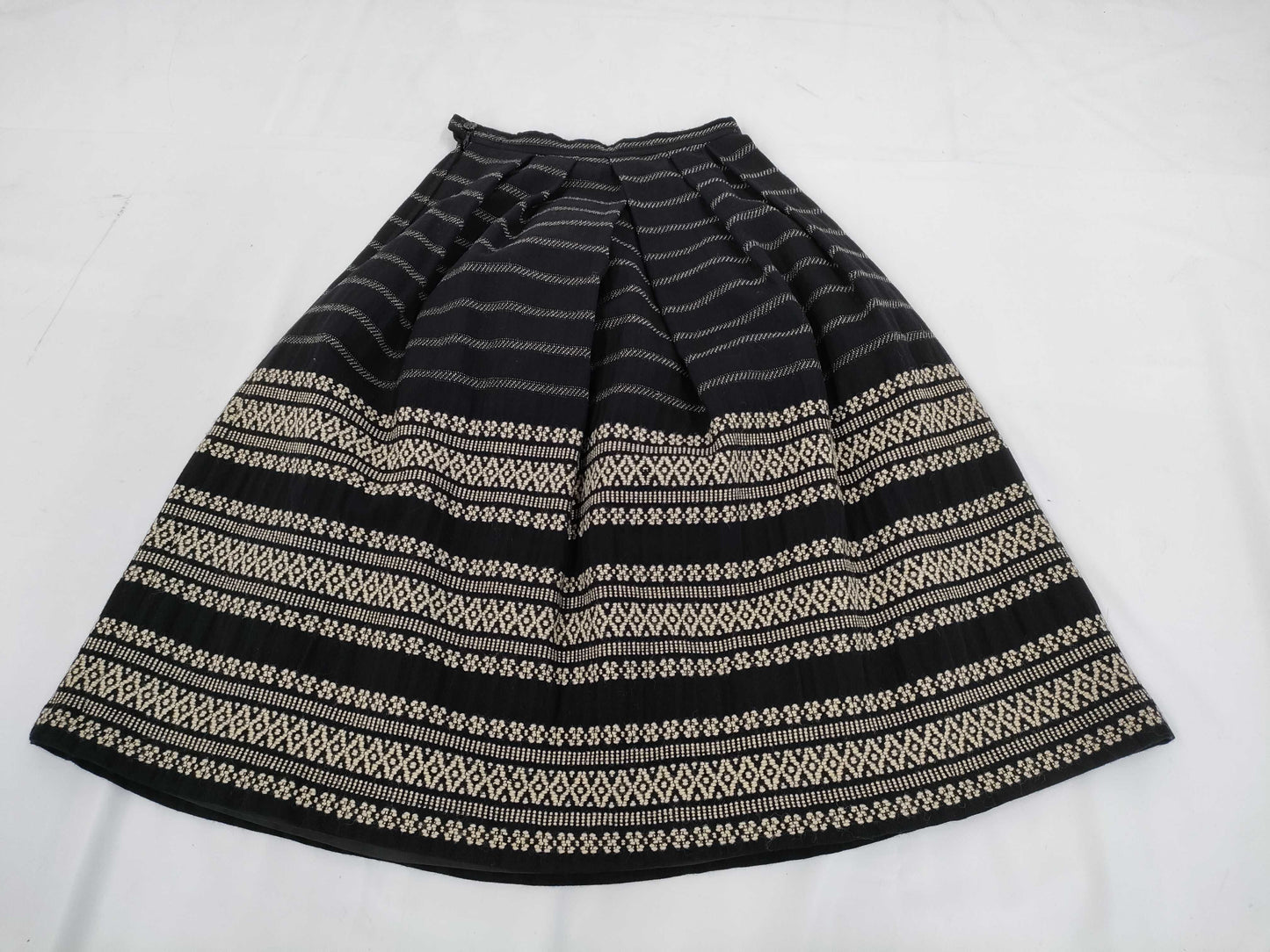 COMME des GARCONS COMME de GARCONS COMME de GARCONS COMME des GARCONS Early Archive AD1989 Wool Striped All-Over Print Flared Skirt Black Size M Skirt