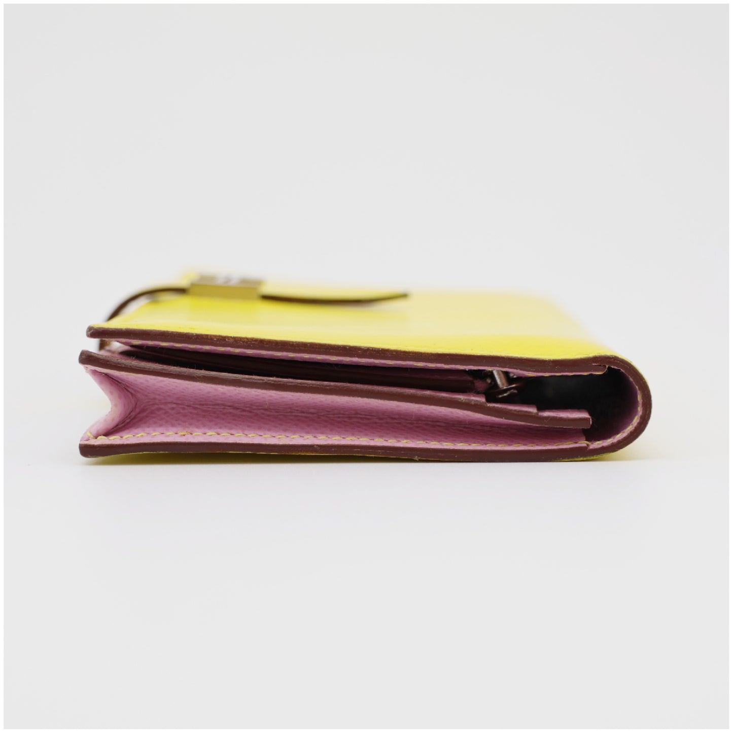 HERMES HERMES Bearn Souffle Verso Lime/Mauve Sylvestre Epsom Leather D Stamp Wallet