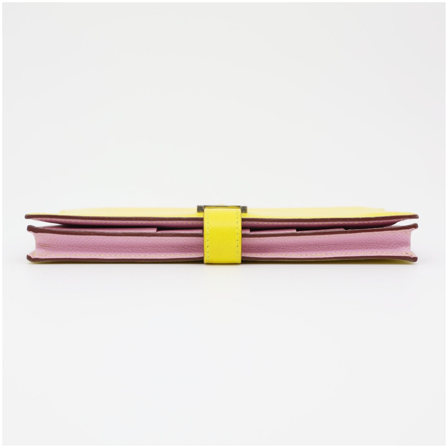 HERMES HERMES Bearn Souffle Verso Lime/Mauve Sylvestre Epsom Leather D Stamp Wallet