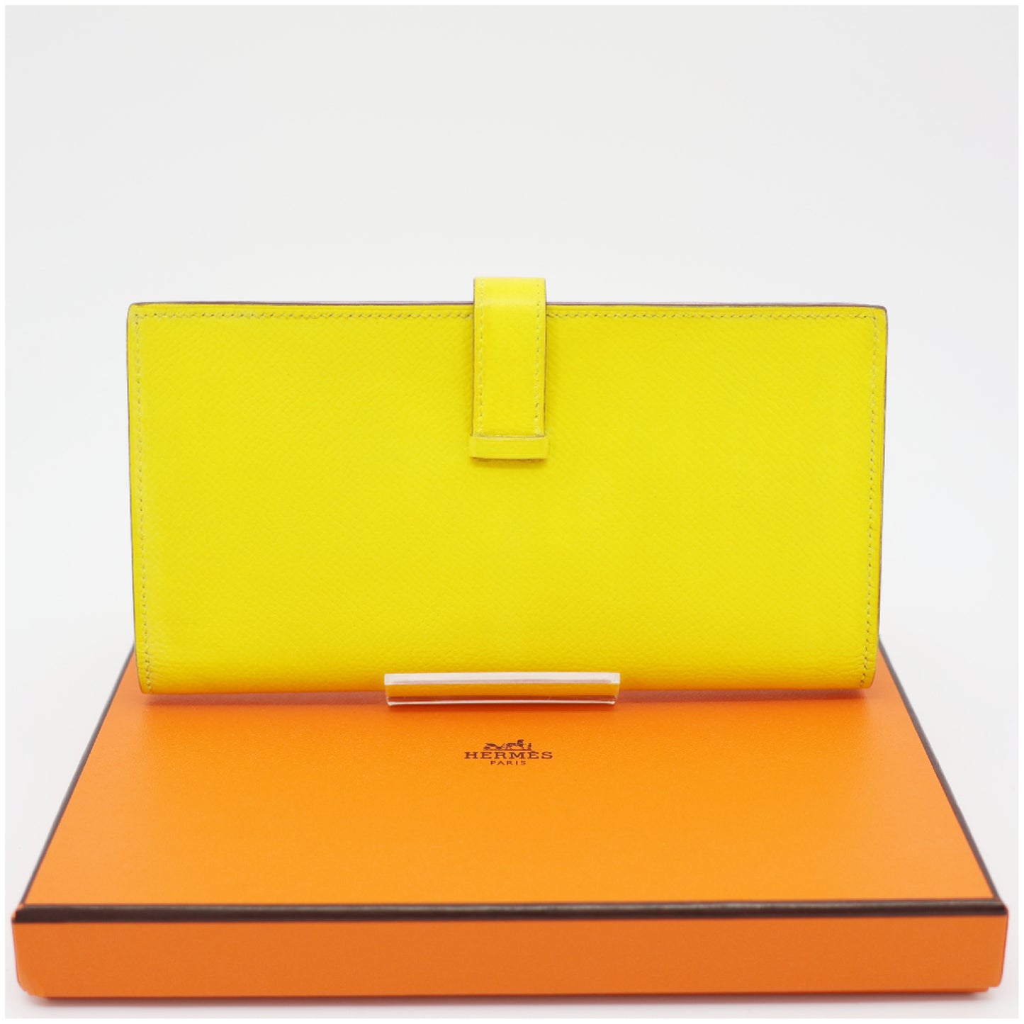 HERMES HERMES Bearn Souffle Verso Lime/Mauve Sylvestre Epsom Leather D Stamp Wallet