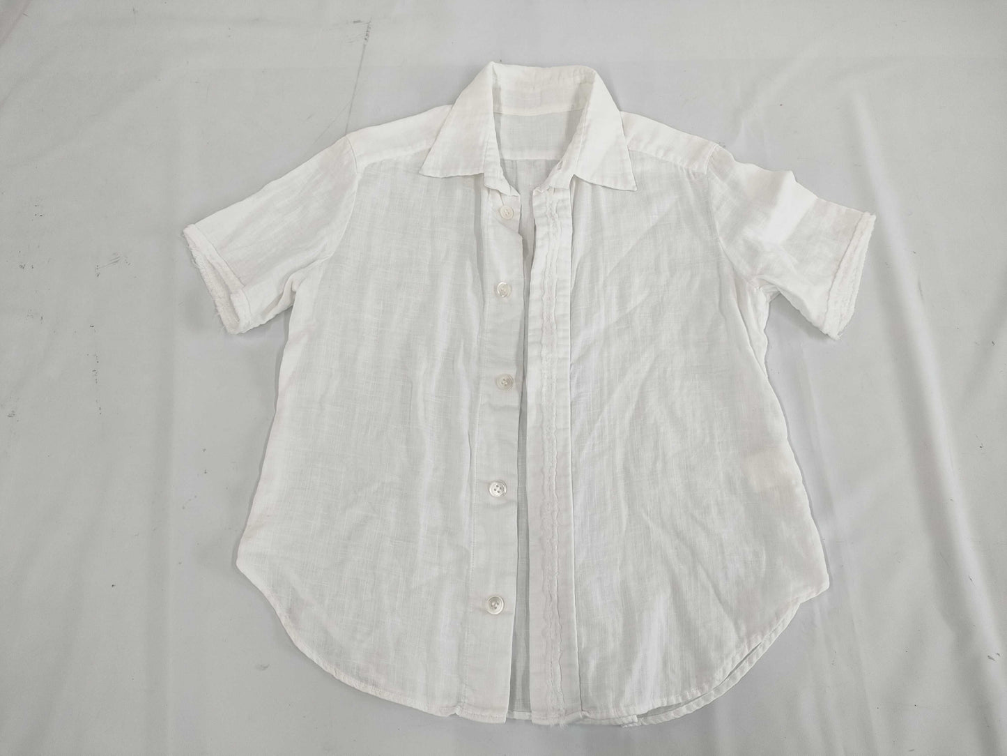 Ys Yohji Yamamoto Linen Short Sleeve Shirt, White, Size 2