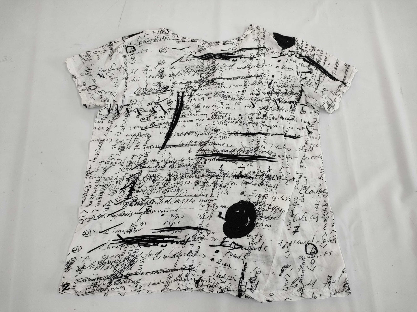 Ys Yohji Yamamoto All-Over Print T-Shirt, Short Sleeve, White, Size 2