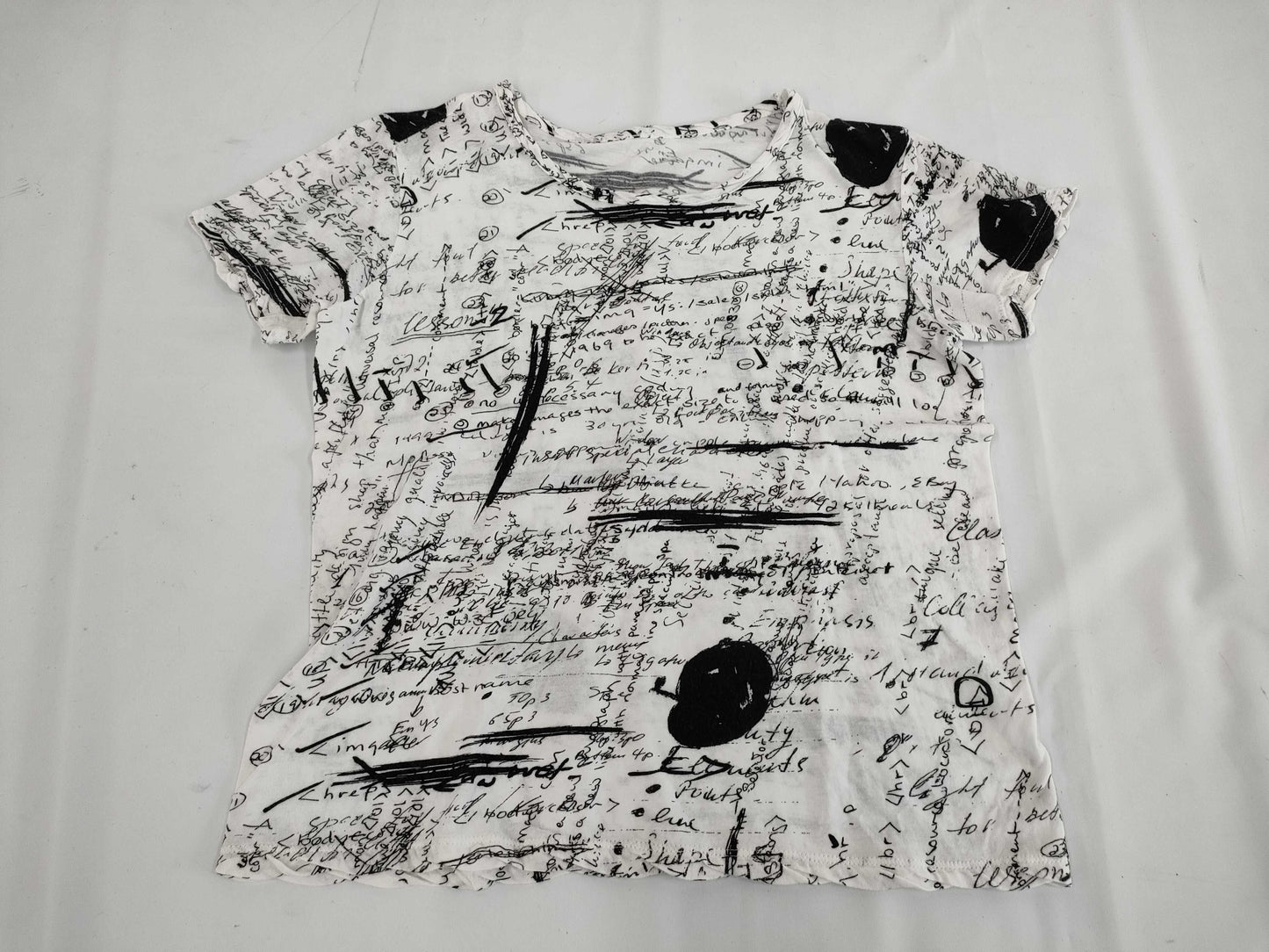 Ys Yohji Yamamoto All-Over Print T-Shirt, Short Sleeve, White, Size 2