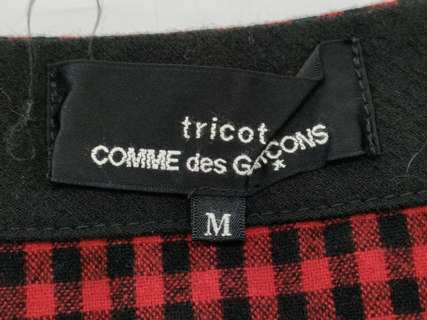 toricot COMME des GARÇONS Early Archive AD2013 Gingham Check V-Neck Wool Dress, Black/Red, Size M