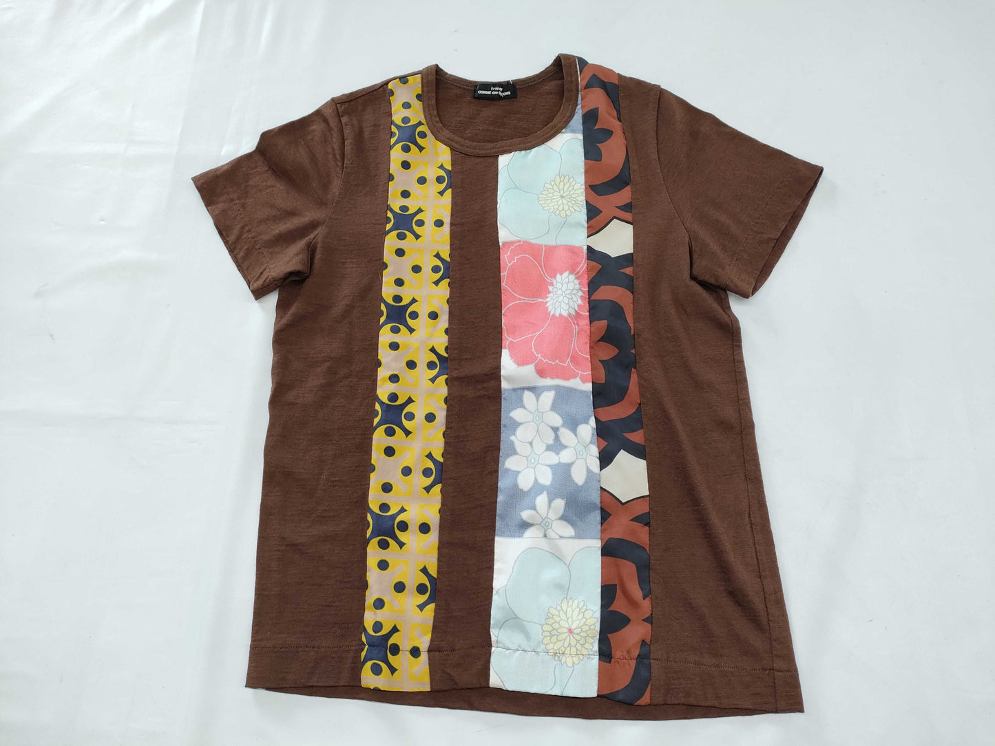toricot COMME des GARÇONS early archive patchwork wool short sleeve T-shirt in brown