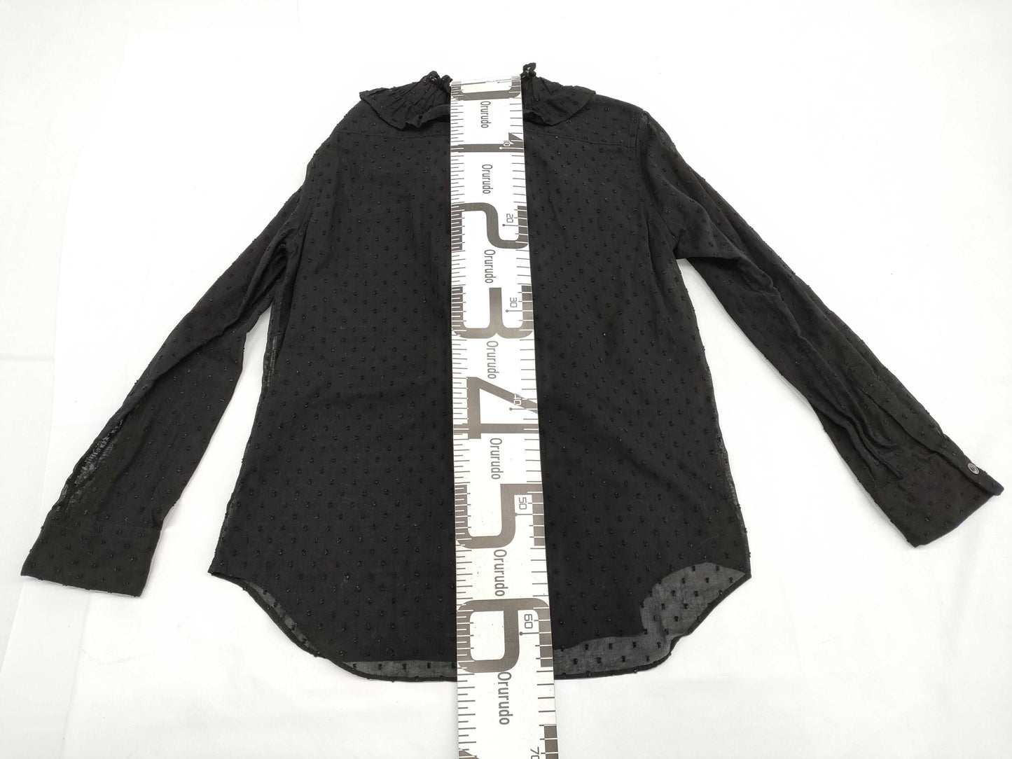 COMME des GARCONS toricot COMME des GARCONS early archive see-through ruffle long-sleeved blouse in black, size M