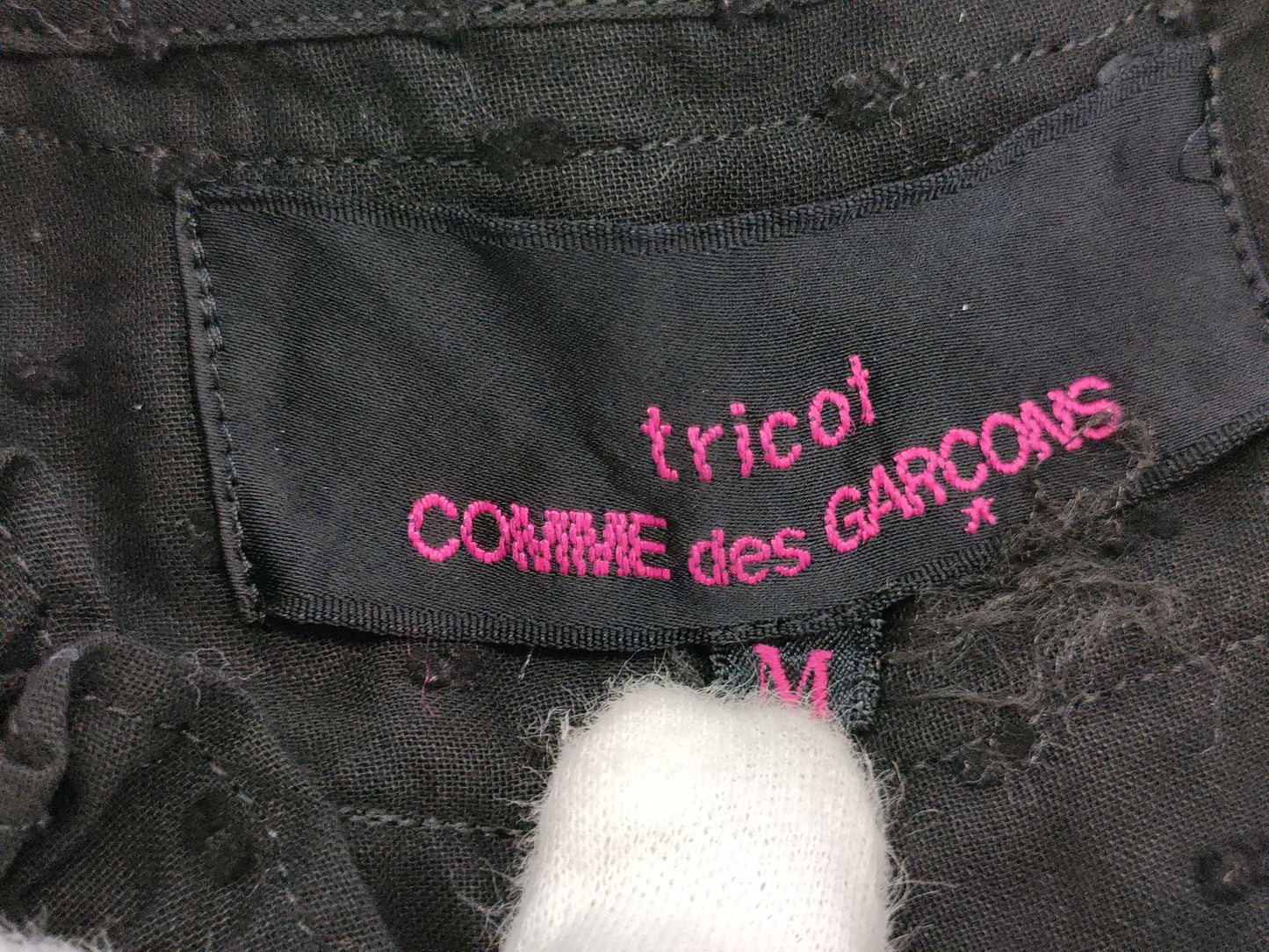 COMME des GARCONS toricot COMME des GARCONS early archive see-through ruffle long-sleeved blouse in black, size M