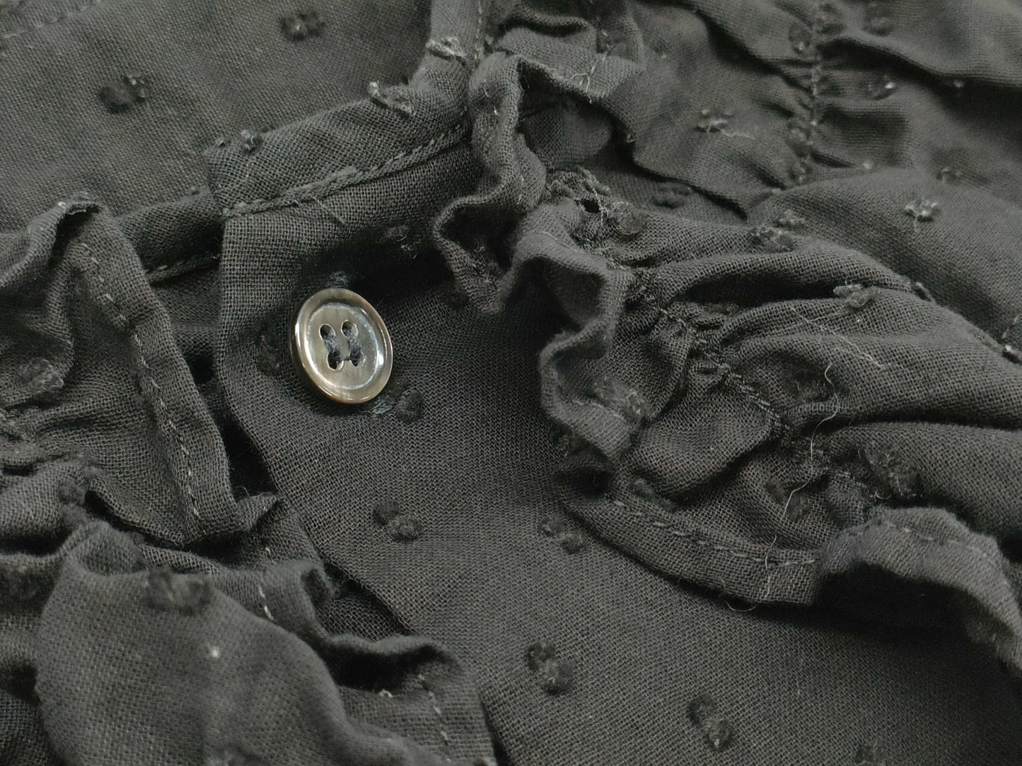 COMME des GARCONS toricot COMME des GARCONS early archive see-through ruffle long-sleeved blouse in black, size M
