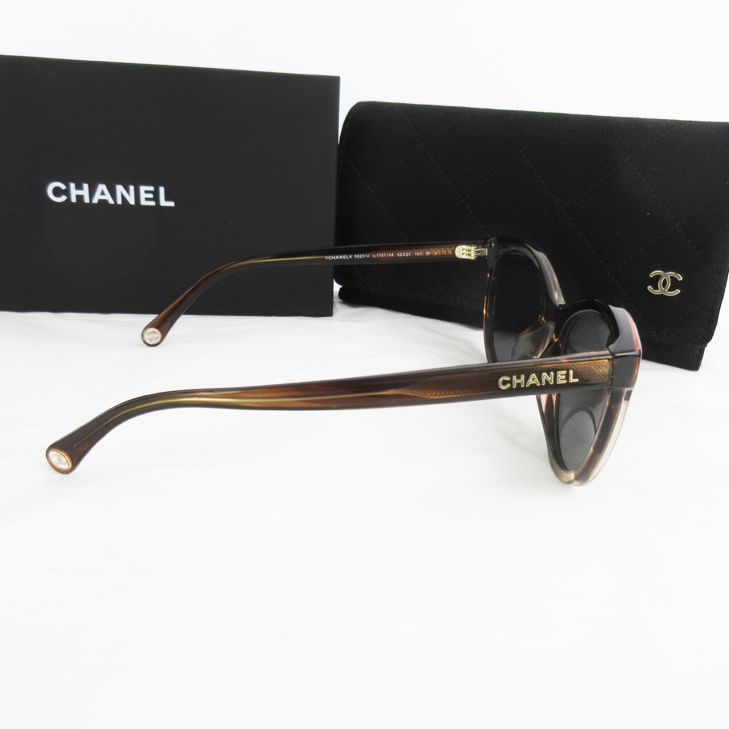 CHANEL Unused Panto Shape Eyewear Logo Brown 5523-U C1757/48 Sunglasses