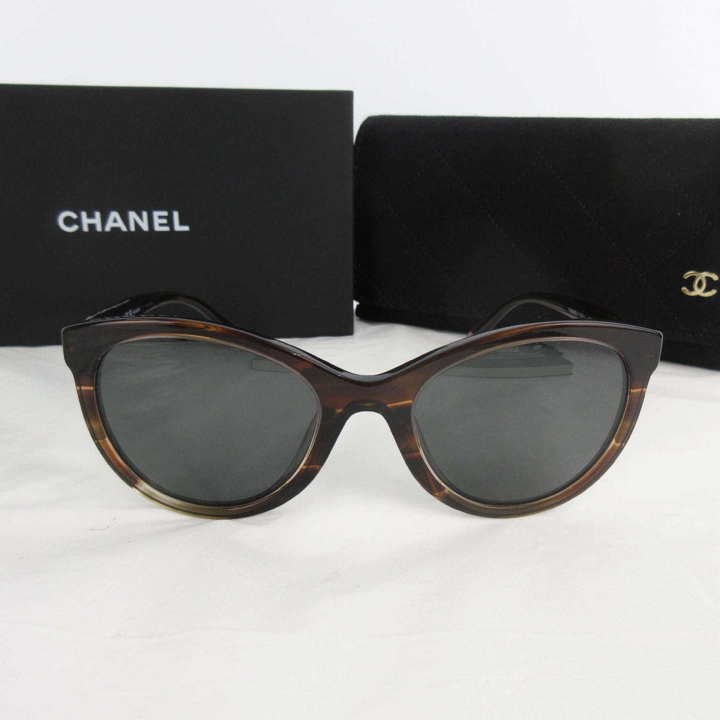 CHANEL Unused Panto Shape Eyewear Logo Brown 5523-U C1757/48 Sunglasses