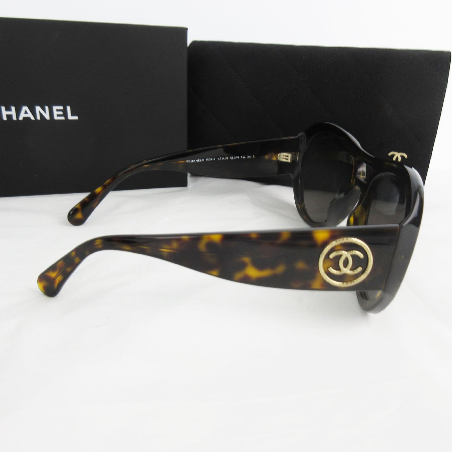 CHANEL Unused CC Logo Pilot Sunglasses 5508-A c.714/3 Tortoiseshell Pattern Brown with Gold Hardware Sunglasses/Eyewear