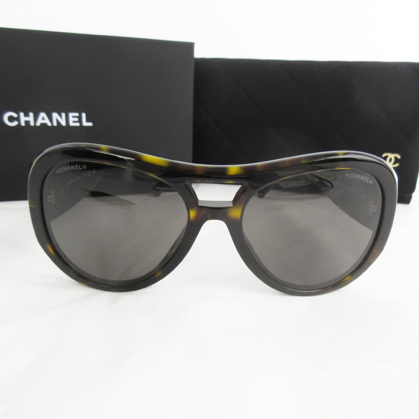 CHANEL Unused CC Logo Pilot Sunglasses 5508-A c.714/3 Tortoiseshell Pattern Brown with Gold Hardware Sunglasses/Eyewear