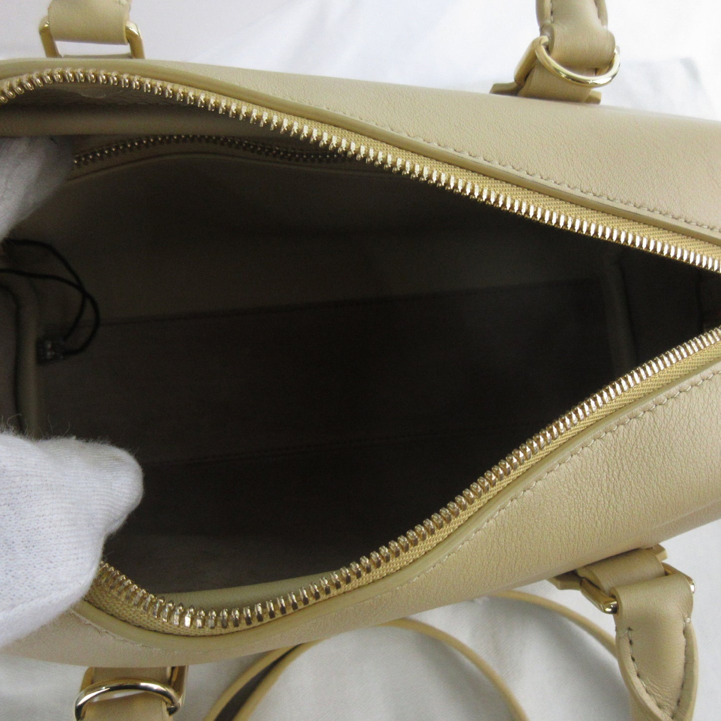 LOEWE Current Amazona 23 2-Way Shoulder Bag in Dark Butter Beige with Gold Hardware Calf Leather with Padlock and Two Keys