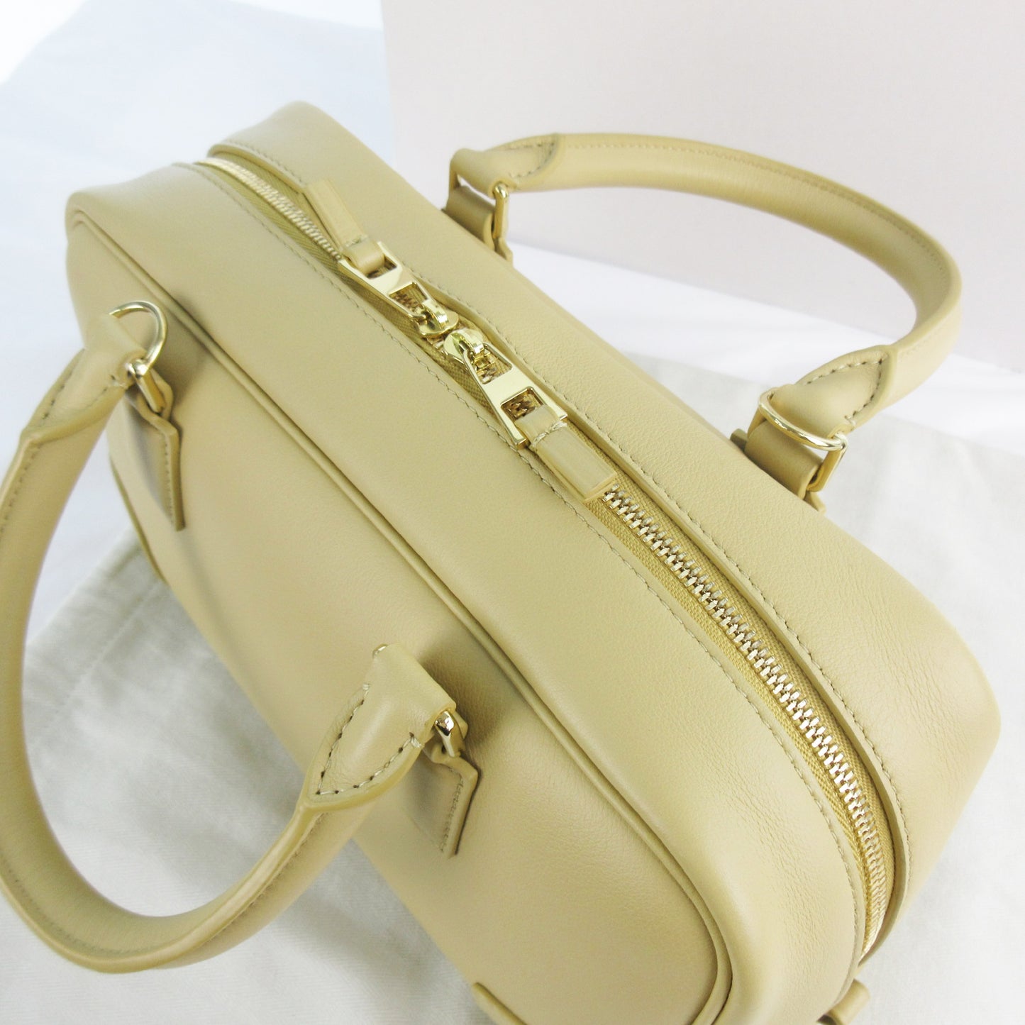 LOEWE Current Amazona 23 2-Way Shoulder Bag in Dark Butter Beige with Gold Hardware Calf Leather with Padlock and Two Keys
