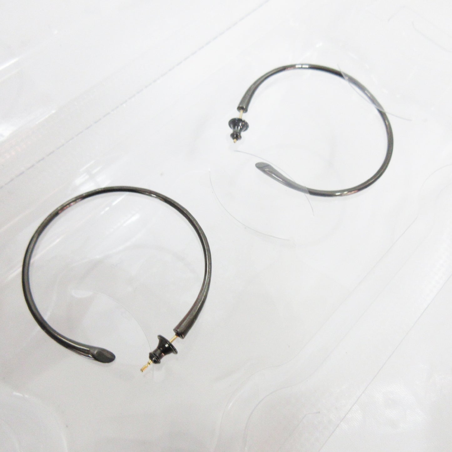 Unused CAREERING PLACEBO 1301 Black Hoop Ring/Earrings, K18 SV925, Original Price: 52,800 yen