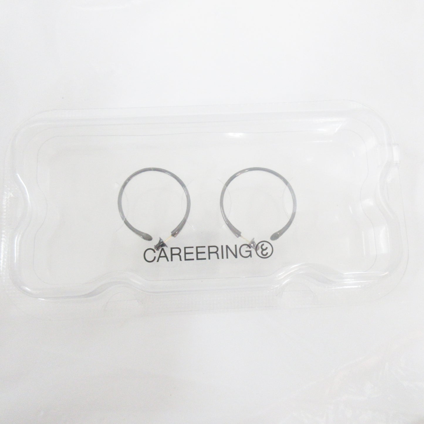 Unused CAREERING PLACEBO 1101 Black Hoop Ring Earrings, K18 SV925, Original Price: 47,300 yen
