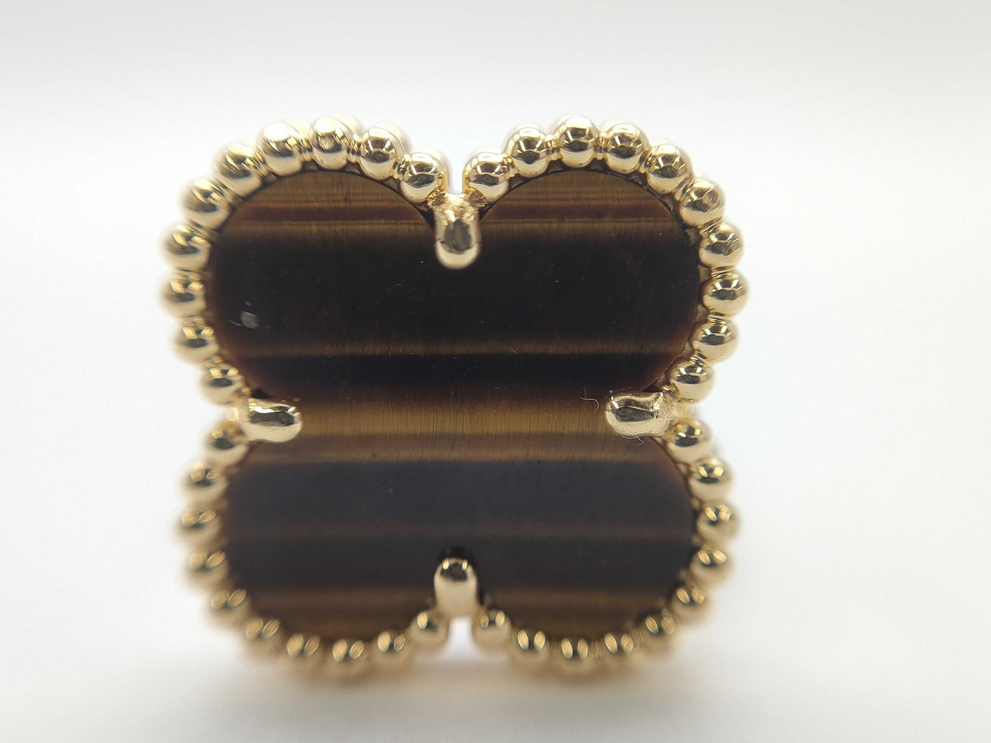 Van Cleef & Arpels Vintage Alhambra Tiger Eye Earrings, Single, Yellow Gold, Au750, 3.8g