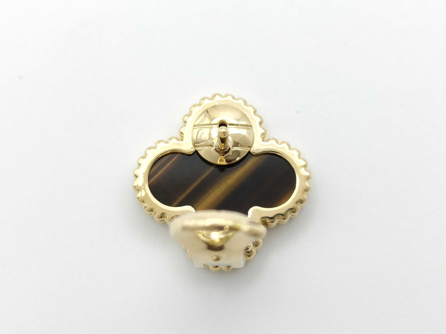 Van Cleef & Arpels Vintage Alhambra Tiger Eye Earrings, Single, Yellow Gold, Au750, 3.8g