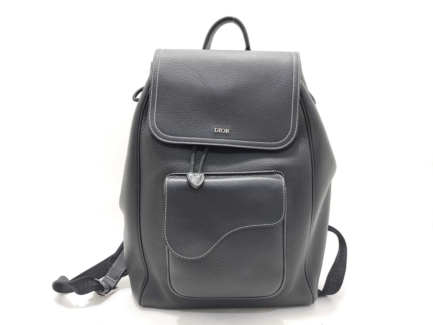 Dior Saddle Backpack, Black Leather