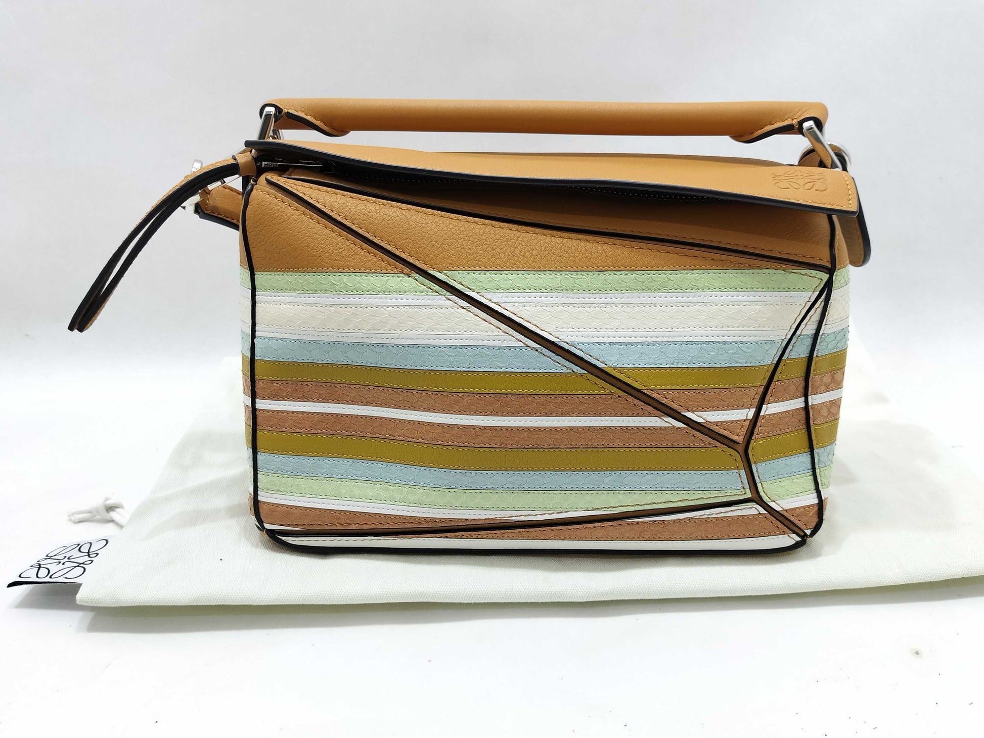 LOEWE Puzzle Small Python x Leather 2-Way Handbag