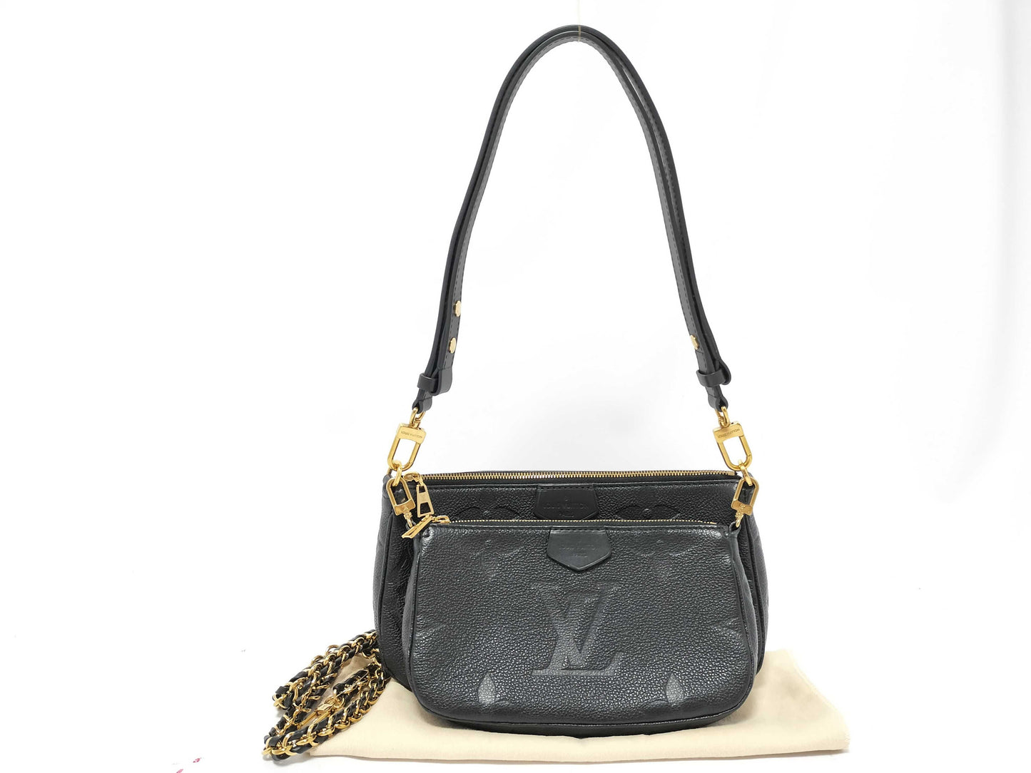 LOUIS VUITTON Monogram Empreinte LOUIS VUITTON M58520 Myrty Pochette Accessoires Empreinte Black Pouch
