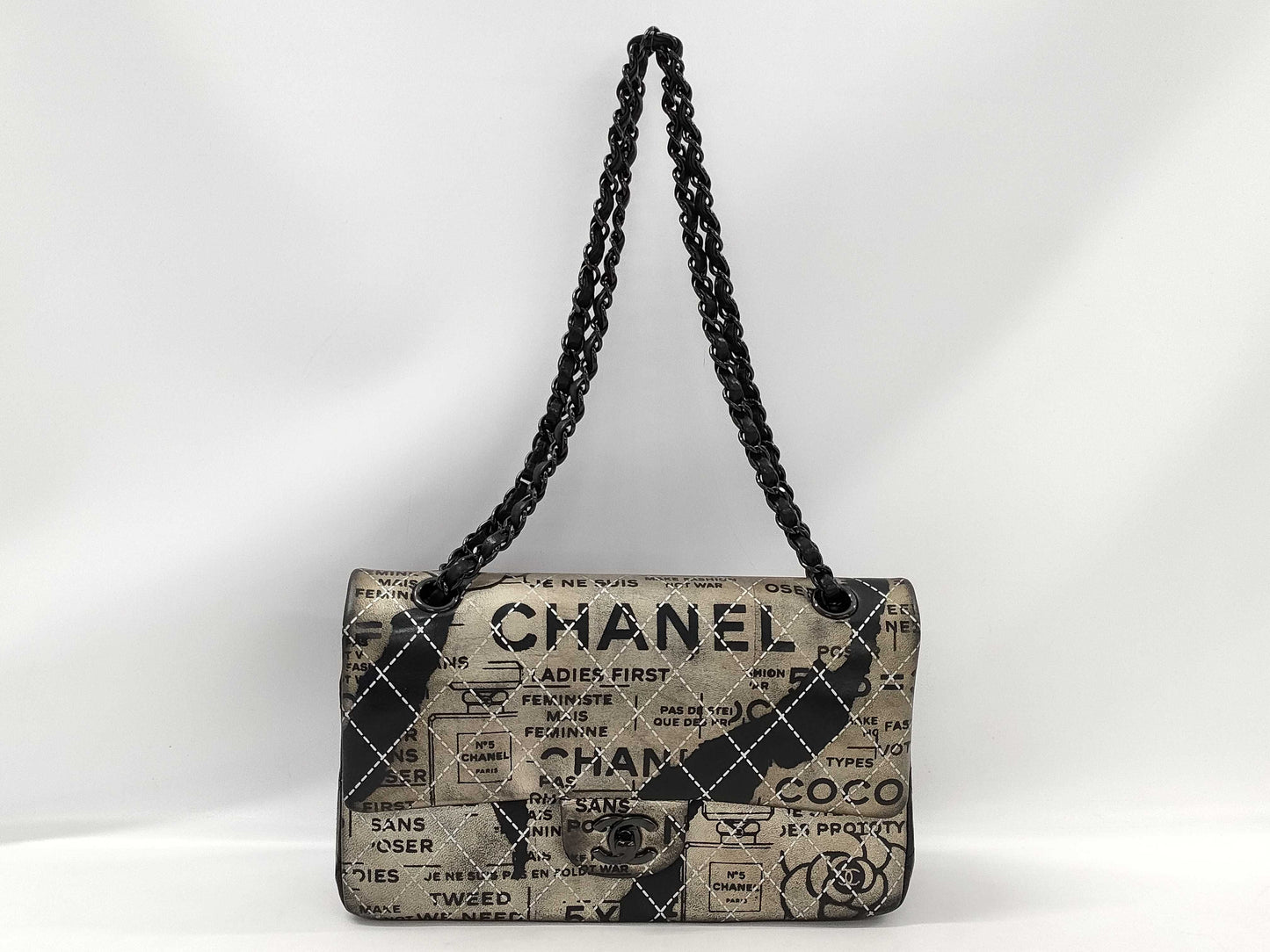 CHANEL Leather Double Flap Chain Shoulder Bag, No. 21