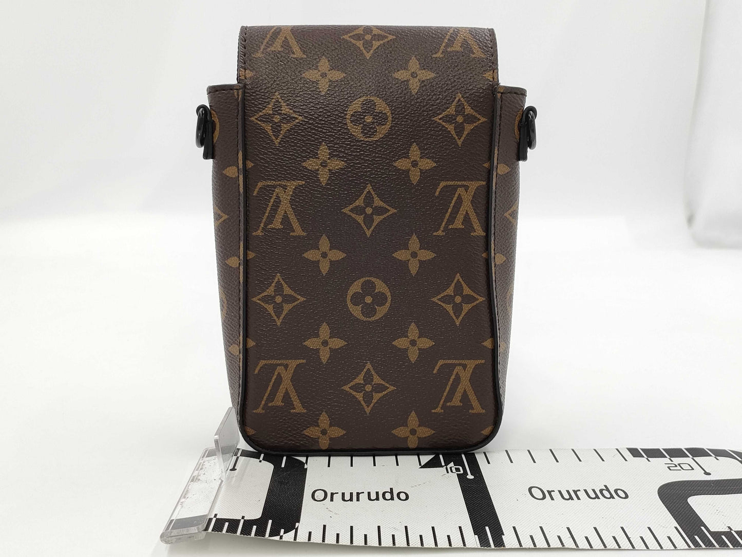 LOUIS VUITTON Monogram Macassar LV S-Rock Vertical Wearable Wallet RFID Monogram Macassar Shoulder Bag