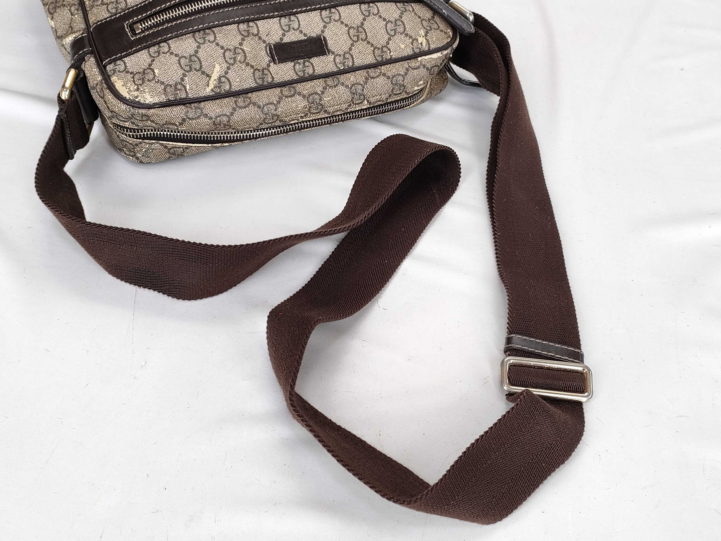 GUCCI GG Supreme Messenger Bag 201448 Ivory x Brown Shoulder Bag