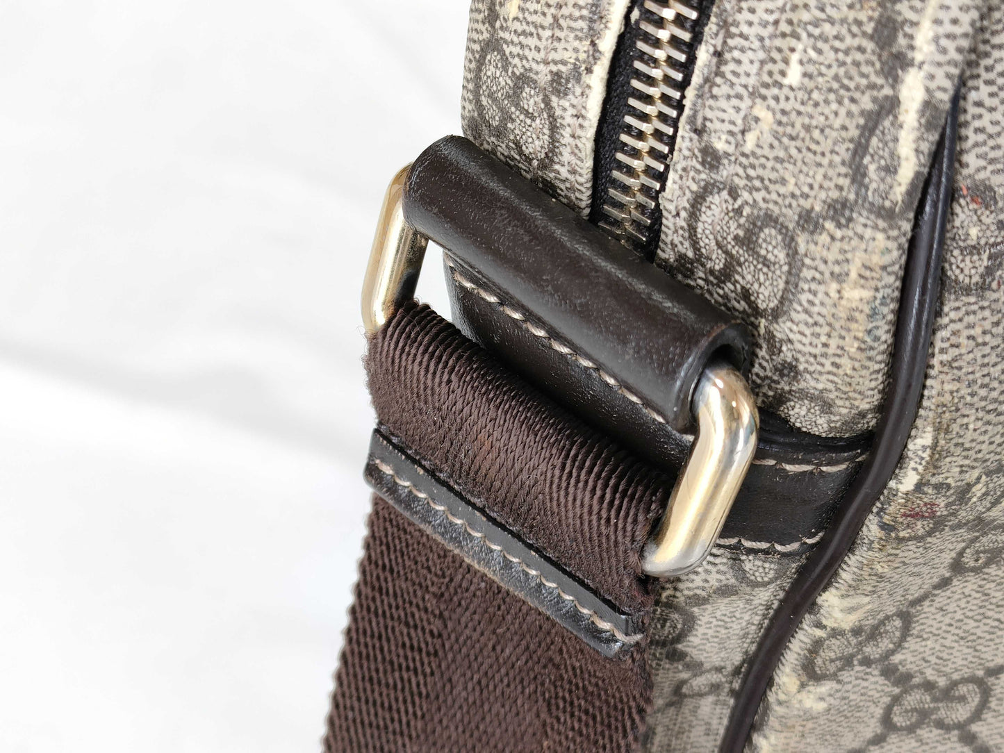 GUCCI GG Supreme Messenger Bag 201448 Ivory x Brown Shoulder Bag