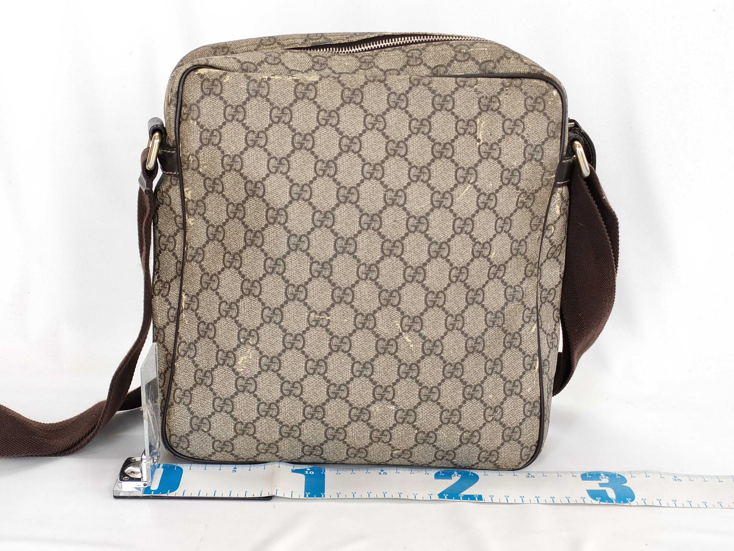 GUCCI GG Supreme Messenger Bag 201448 Ivory x Brown Shoulder Bag