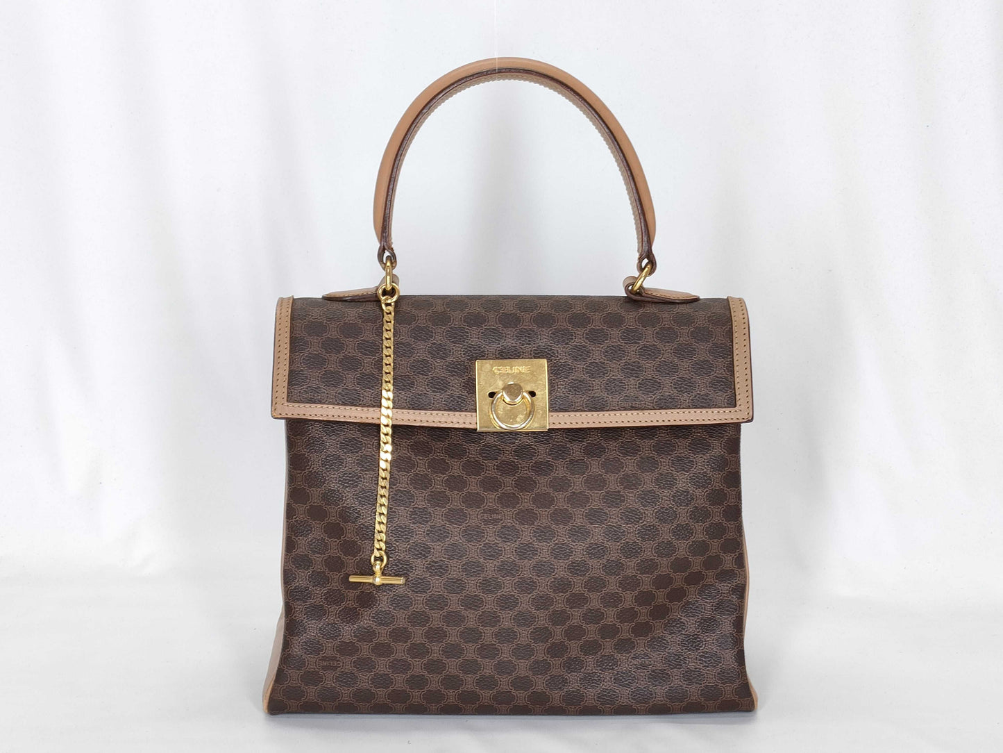 CELINE Macadam PVC Dark Brown Top Handle M13 Handbag