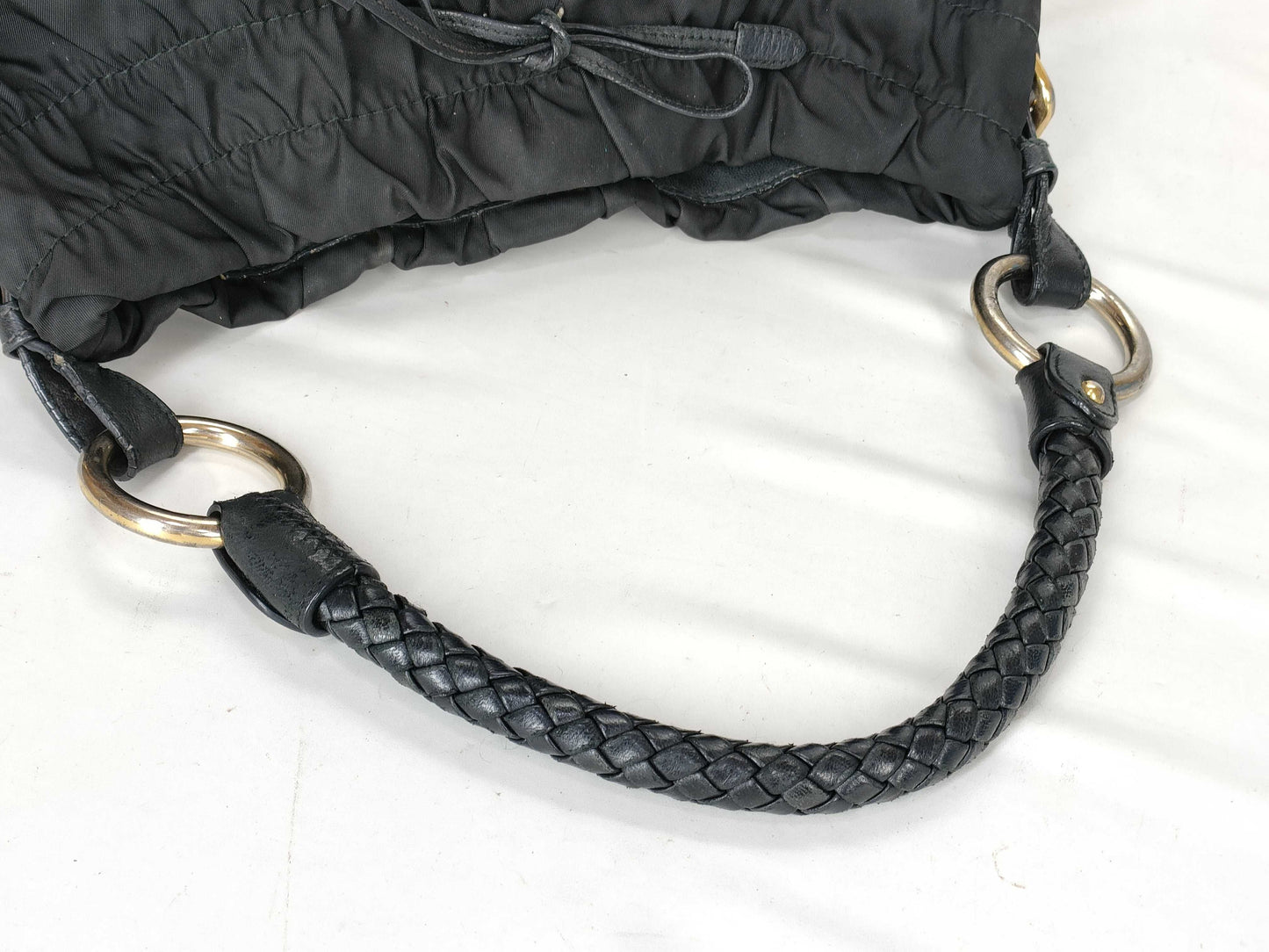 PRADA Nylon One-Shoulder Nylon and Leather Black Shoulder Bag