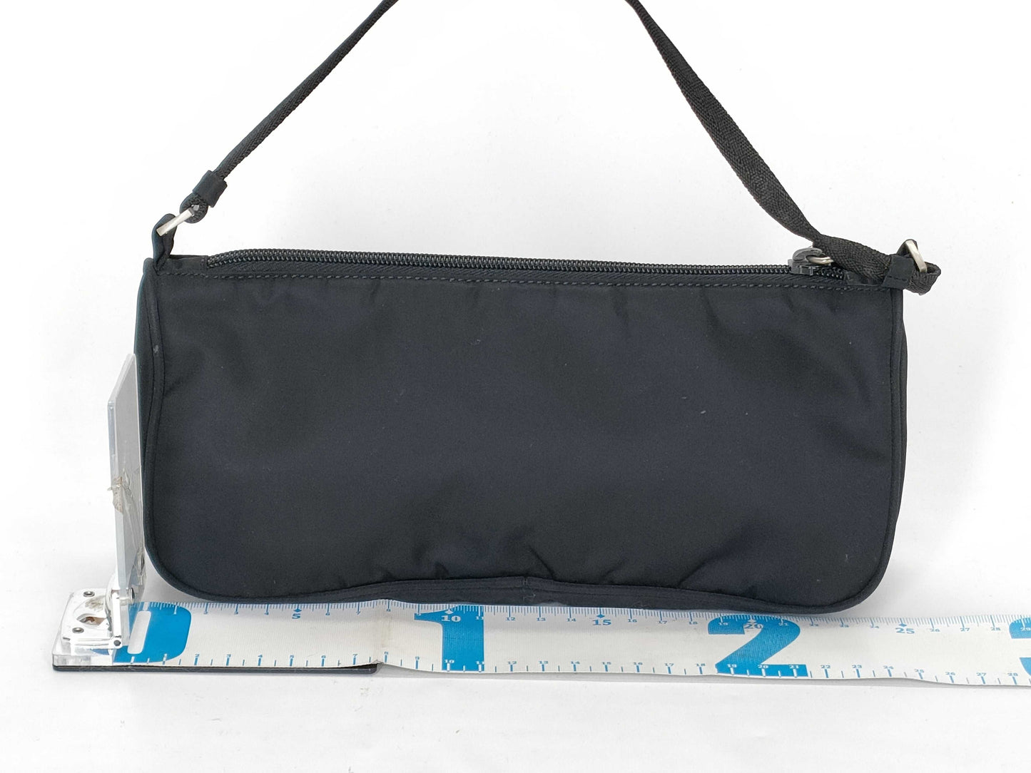 PRADA Nylon Black Triangle Logo Plate Accessory Pouch