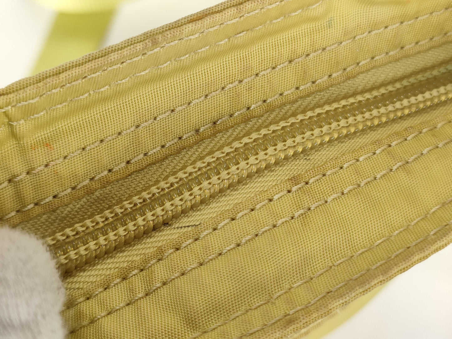 PRADA Nylon Shoulder Bag with No Gusset, Yellow, Triangle Logo Plate, White Tag Included