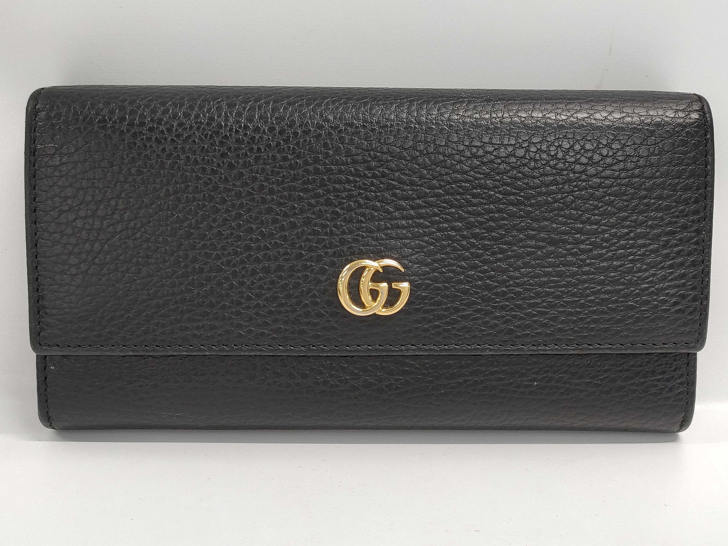 GUCCI Marmont Leather Long Wallet, Black, with Box