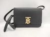 BURBERRY TB logo black leather shoulder bag