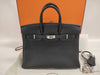 HERMES HERMES Birkin 25 Black Handbag with Silver Hardware and Z Stamp