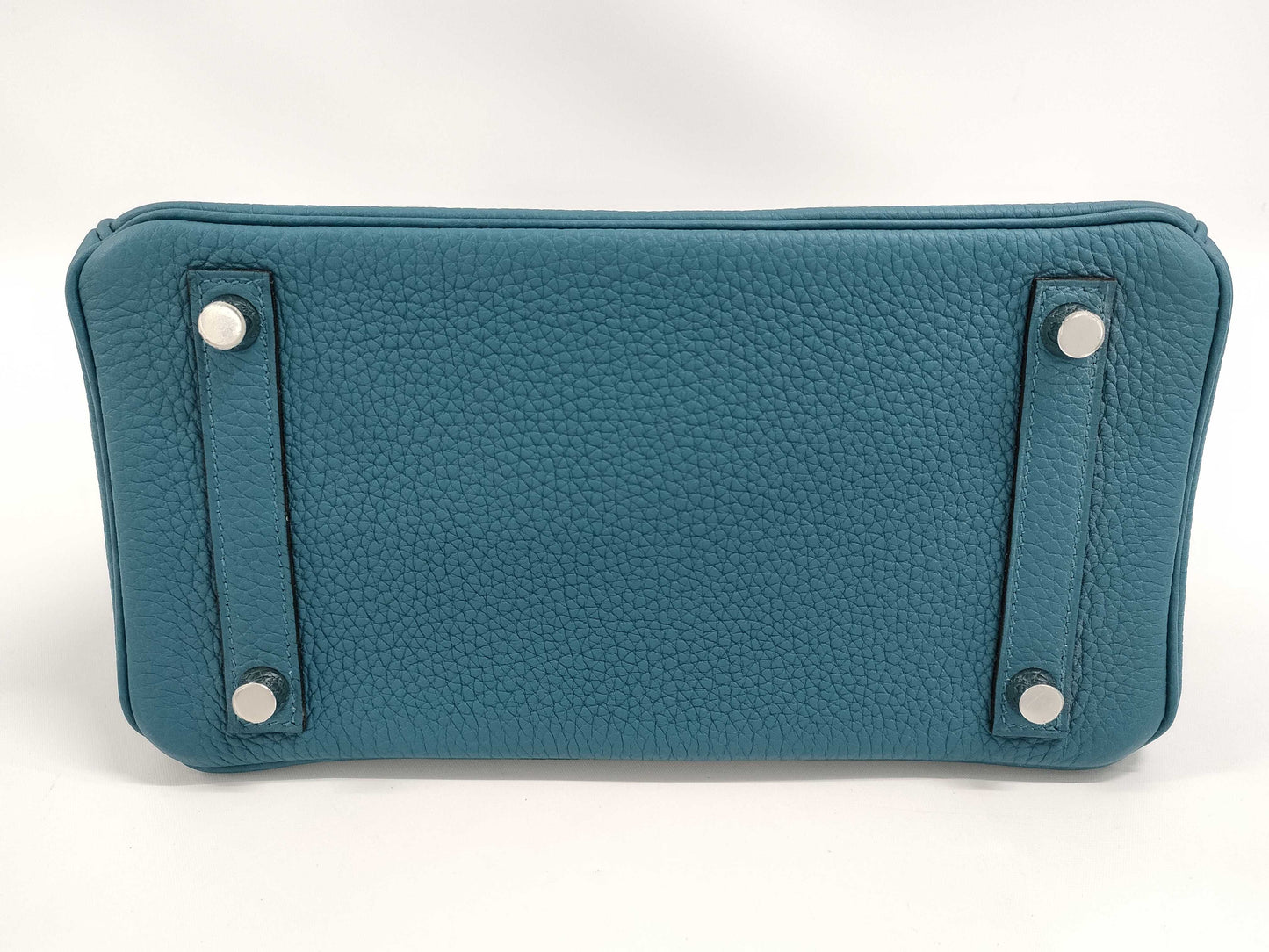 HERMES Birkin 25 Togo Blue Handbag with Silver Hardware and X Stamp