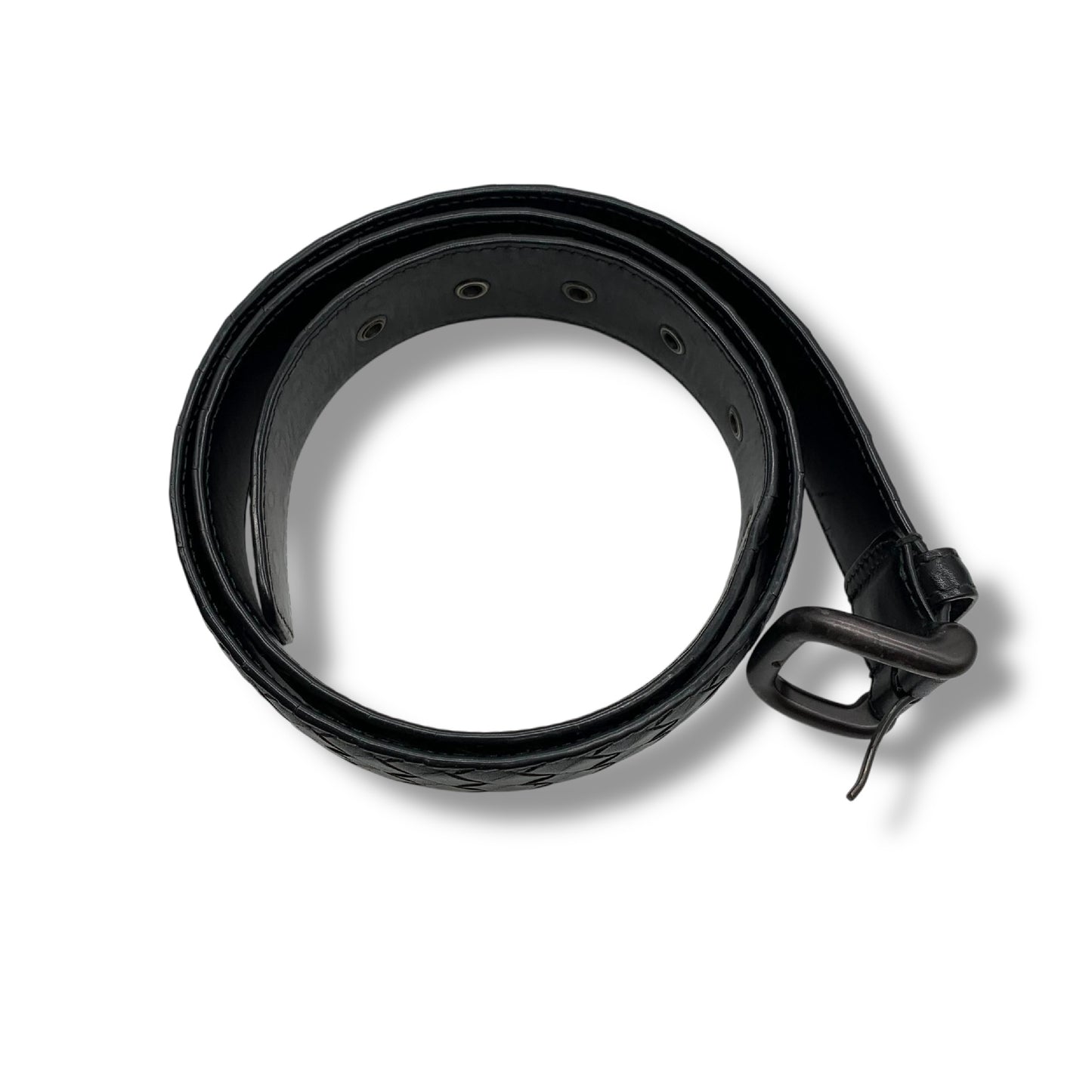 BOTTEGA VENETA Intrecciato Belt, Black Leather