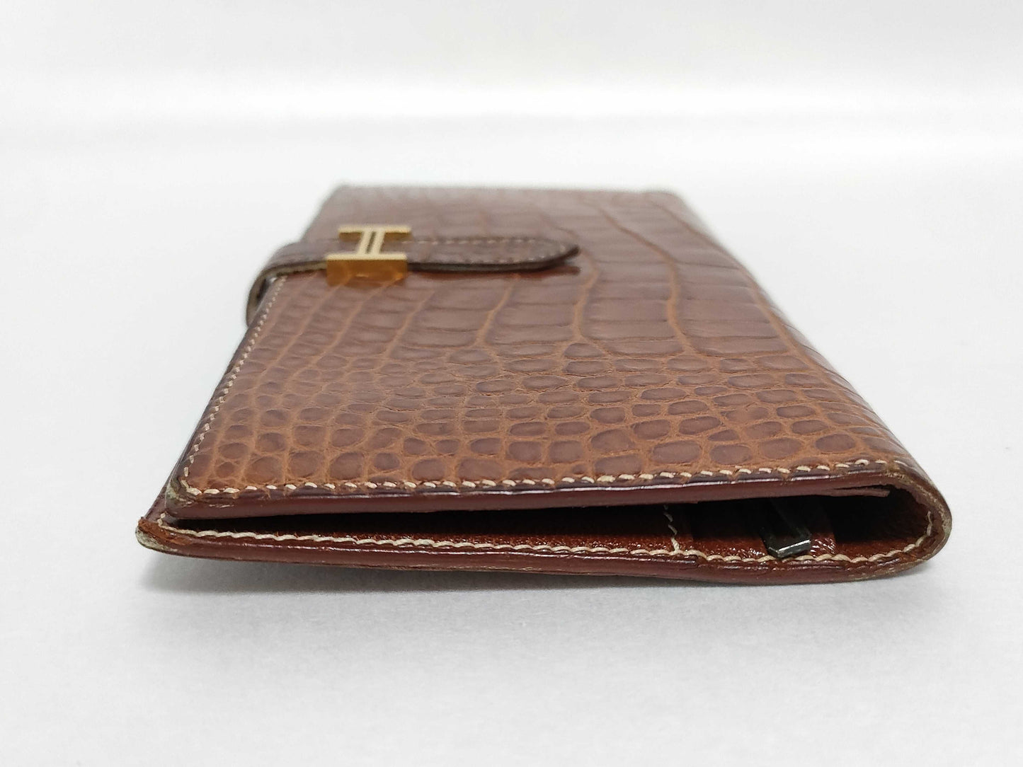 HERMES Bearn HERMES Hermes Bearn □F Alligator Long Wallet