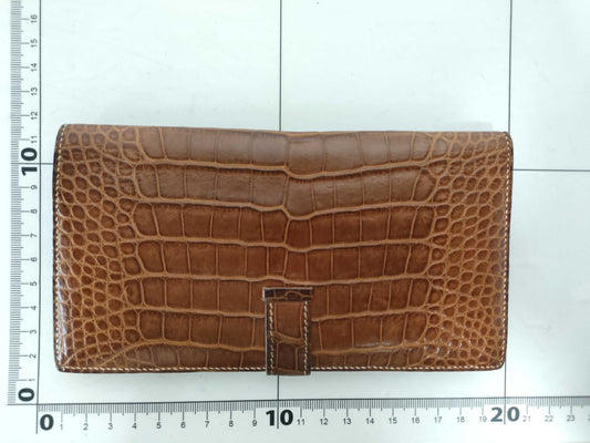 HERMES Bearn HERMES Hermes Bearn □F Alligator Long Wallet Wallet