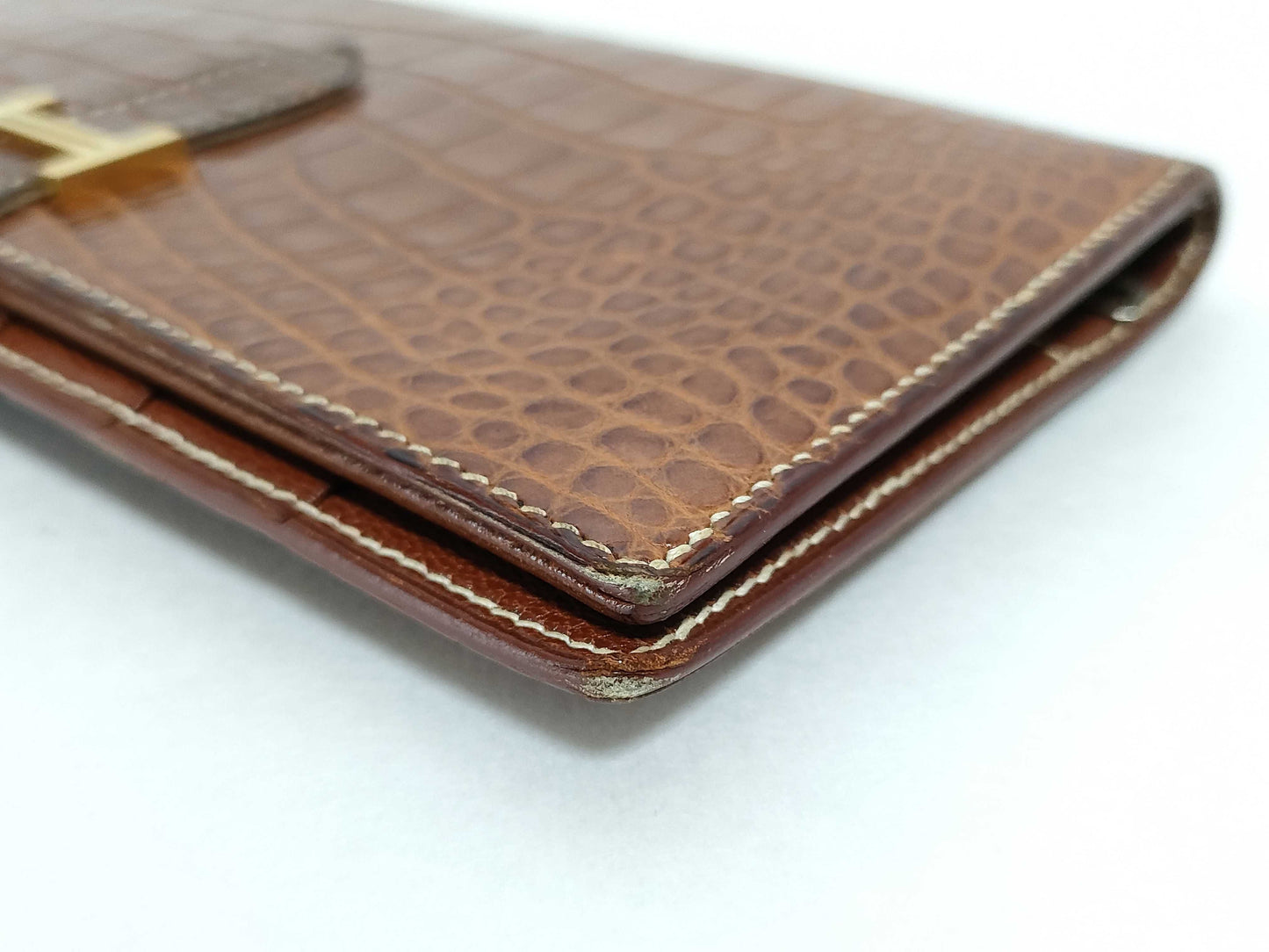 HERMES Bearn HERMES Hermes Bearn □F Alligator Long Wallet